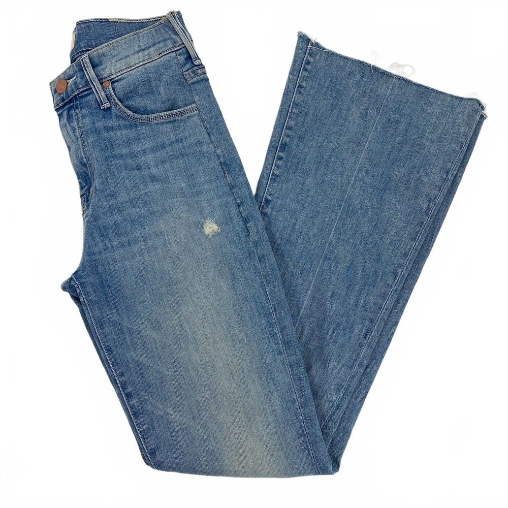 MOTHER Light Wash Weekender Fray Flare Jeans | Womens 25